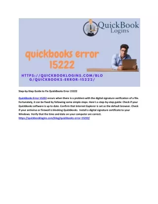 Step-by-Step Guide to Fix QuickBooks Error 15222