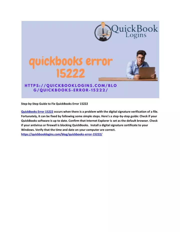 step by step guide to fix quickbooks error 15222