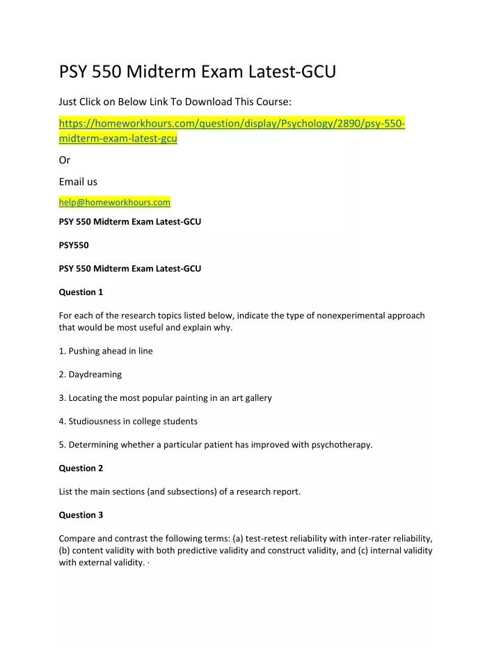 psy 550 midterm exam latest gcu