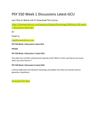 psy 550 week 1 discussions latest gcu