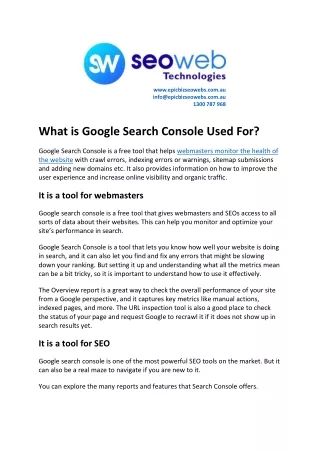 What is Google Search Console Used For