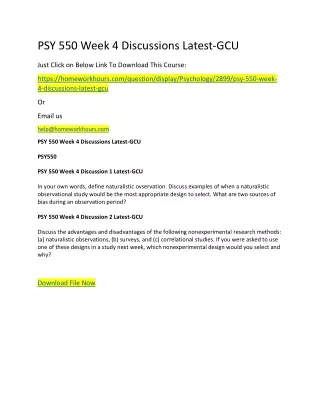 psy 550 week 4 discussions latest gcu