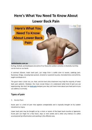 here s what you need to know about lower back pain
