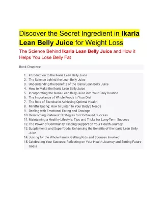 Discover the Secret Ingredient in Ikaria Lean Belly Juice for Weight Loss (1)