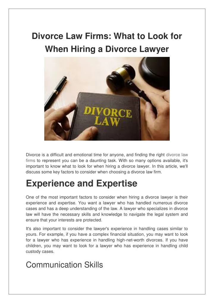 divorce law firms what to look for when hiring