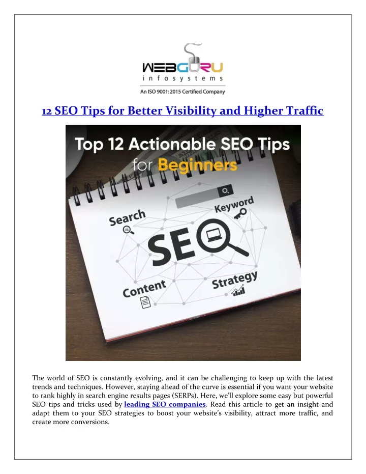 12 seo tips for better visibility and higher