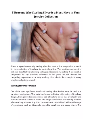 5 Reasons Why Sterling Silver is a Must-Have in Your Jewelry Collection