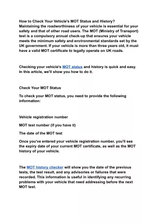 how to check your vehicle s mot status