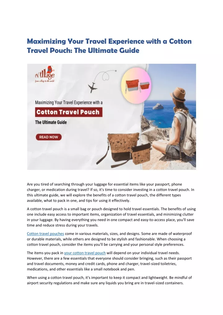 maximizing your travel experience with a cotton
