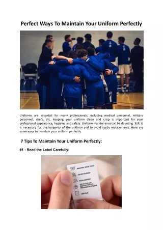 perfect ways to maintain your uniform perfectly