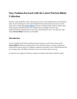 Stay Fashion-Forward with the Latest Patricia Bikini Collection