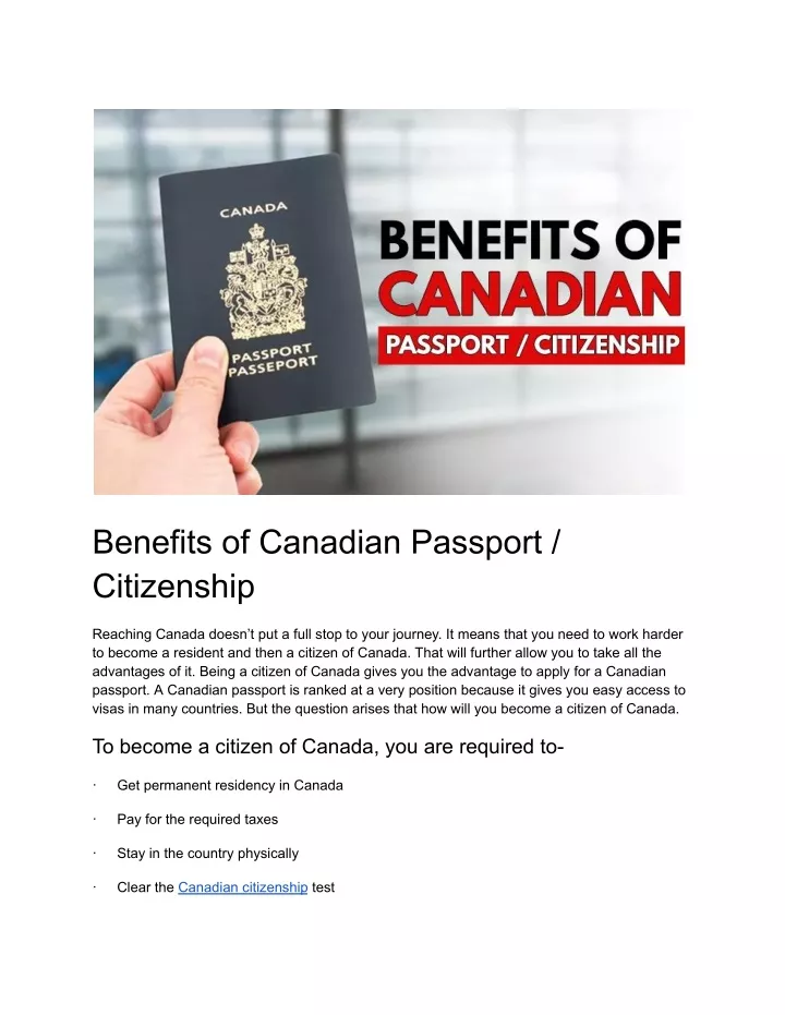 benefits of canadian passport citizenship