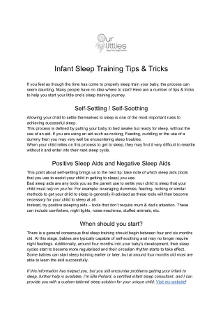 Infant Sleep Training Tips & Tricks | Our Littlies