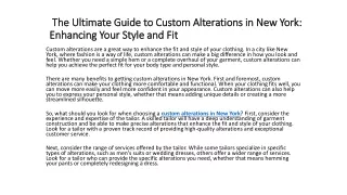 The Ultimate Guide to Custom Alterations in New York: Enhancing Your Style