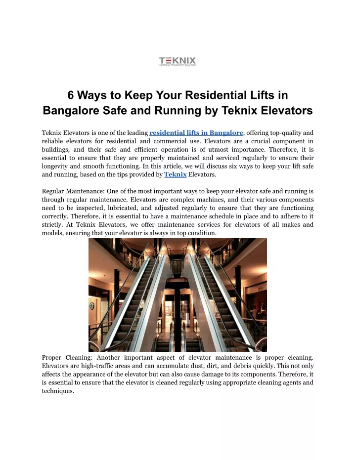 6 ways to keep your residential lifts