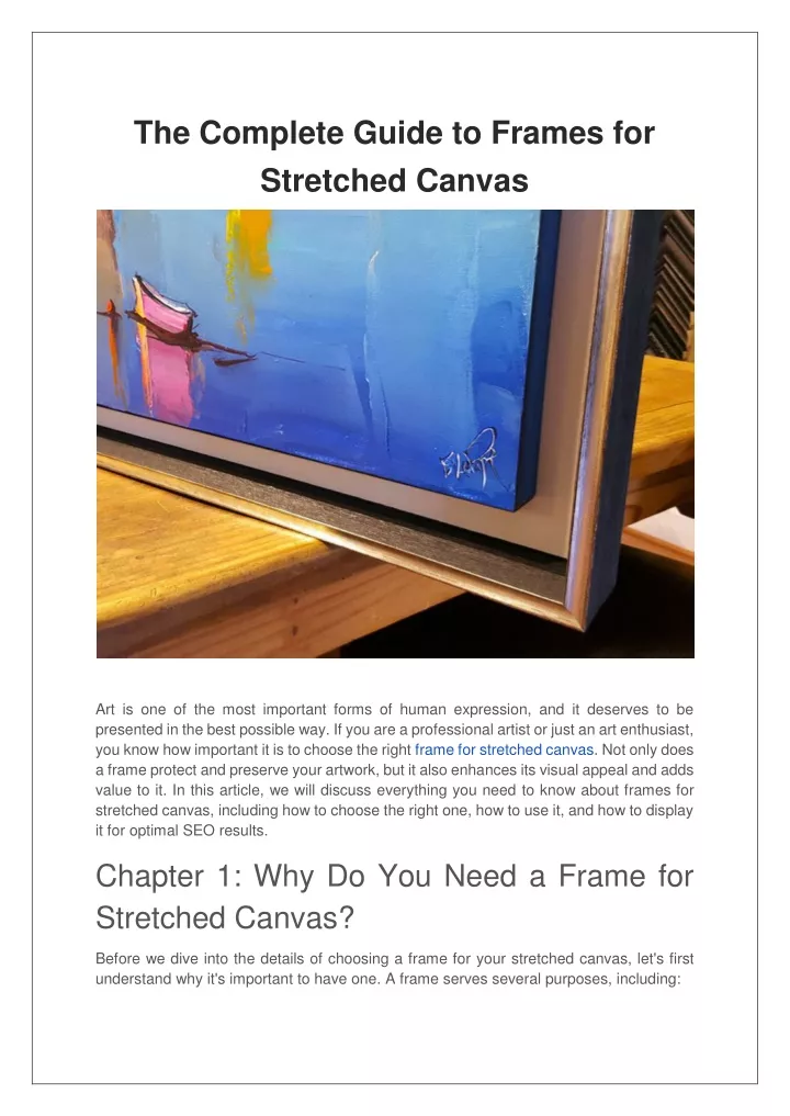 the complete guide to frames for stretched canvas