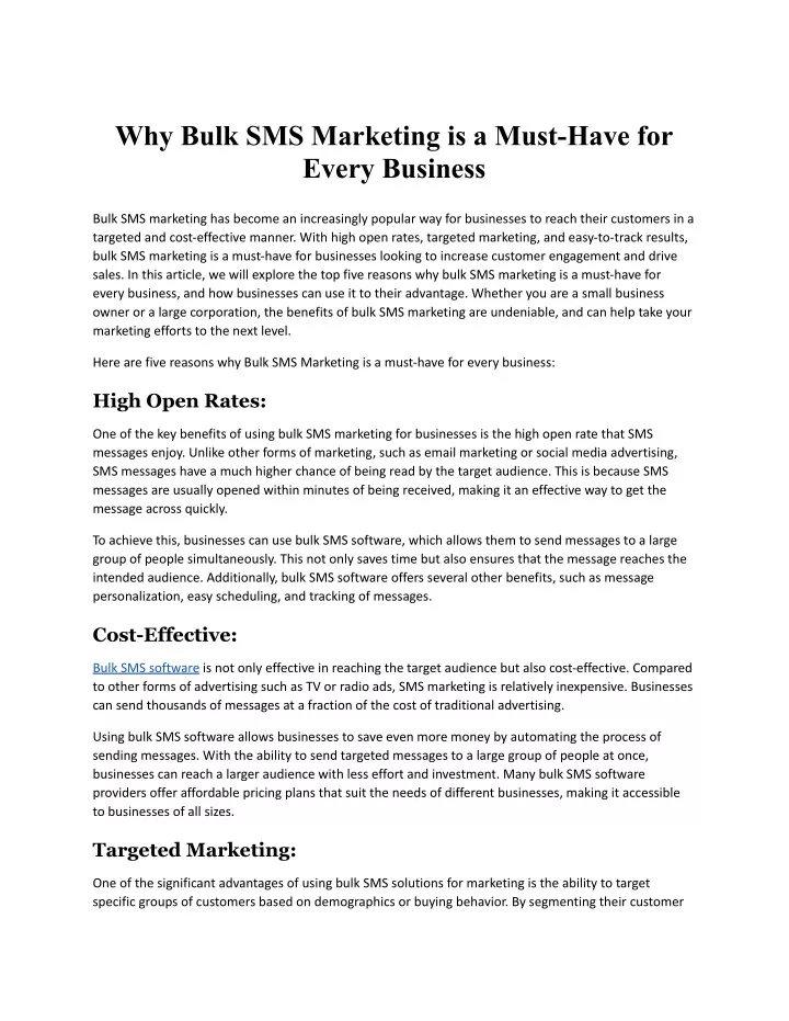 why bulk sms marketing is a must have for every