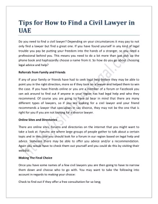 Tips for How to Find a Civil Lawyer in UAE