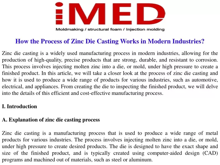 how the process of zinc die casting works