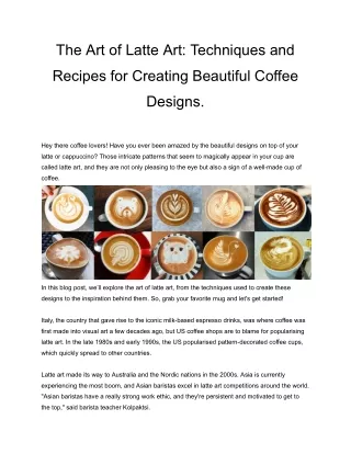 the art of latte art techniques and