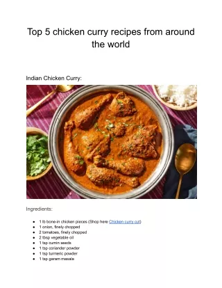 Top 5 chicken curry recipies around the world