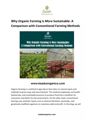 Why Organic Farming is More Sustainable A Comparison with Conventional Farming Methods