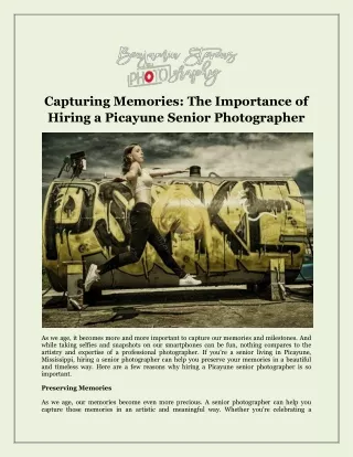 Capturing Memories The Importance of Hiring a Picayune Senior Photographer