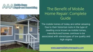 The Benefit of Mobile Home Repair Complete Guide