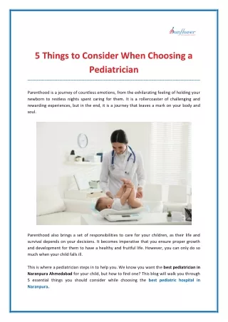 5 things to consider when choosing a pediatrician