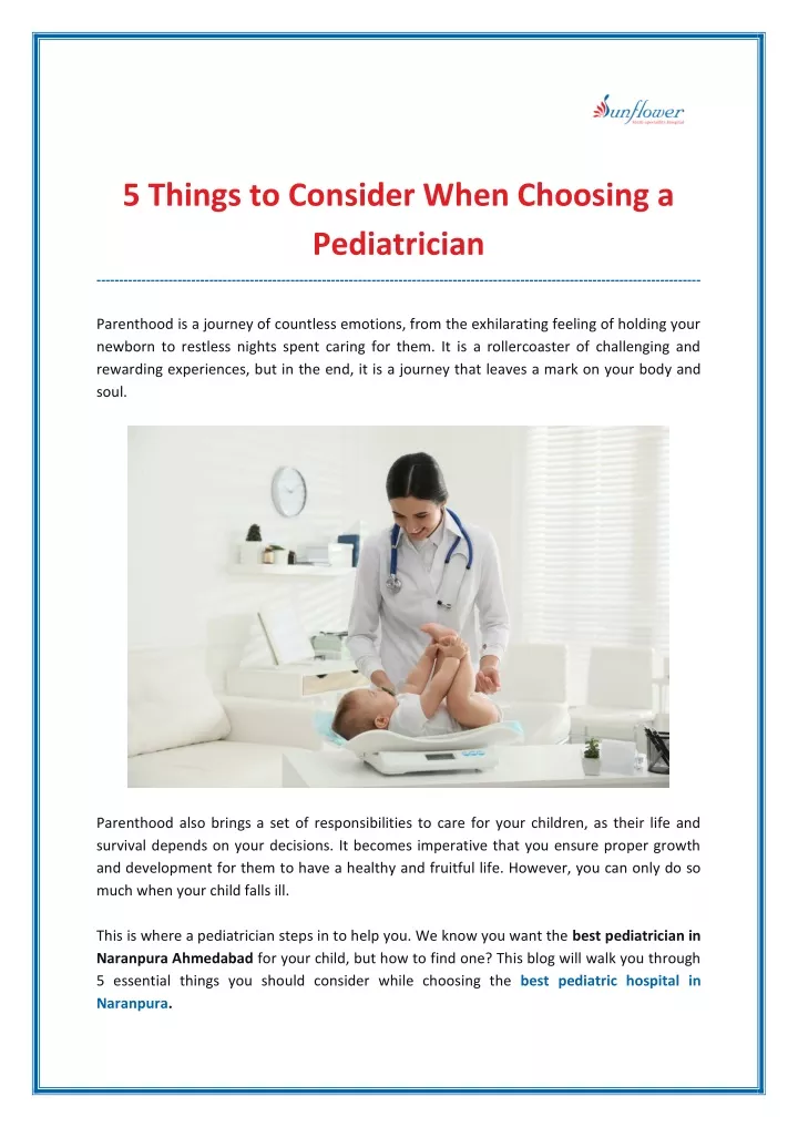 5 things to consider when choosing a pediatrician