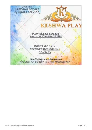 Home - Welcome To Keshwaplay | Best Online Cricket ID Providers in India