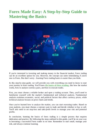 Forex Made Easy: A Step-by-Step Guide to Mastering the Basics