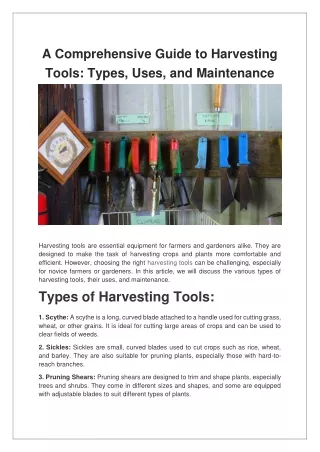 a comprehensive guide to harvesting tools types