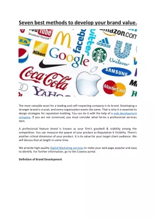 Seven best methods to develop your brand value.