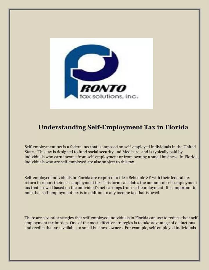 understanding self employment tax in florida