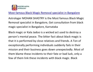 Most famous Black Magic Removal specialist in Bangalore