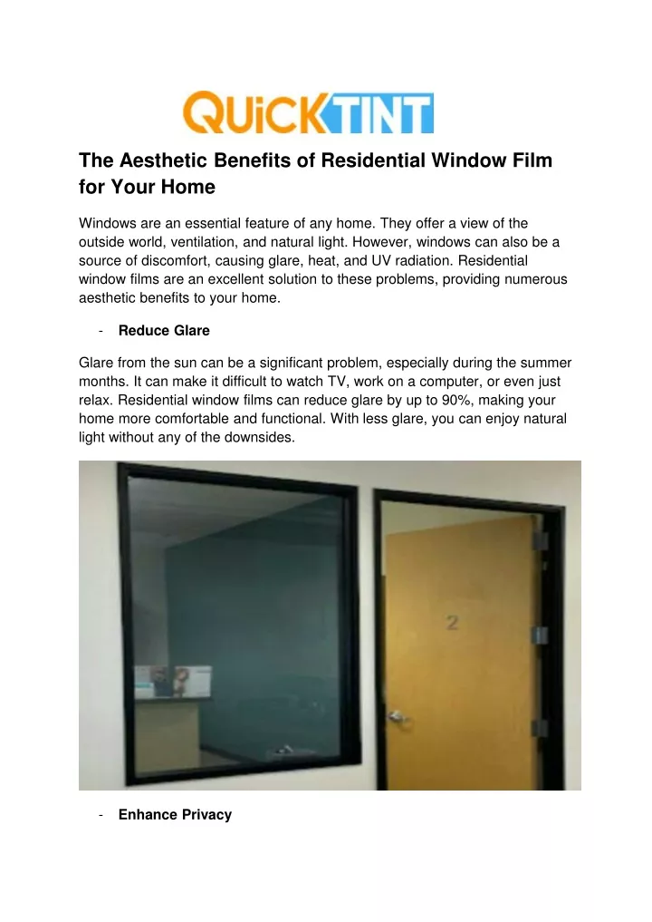 the aesthetic benefits of residential window film