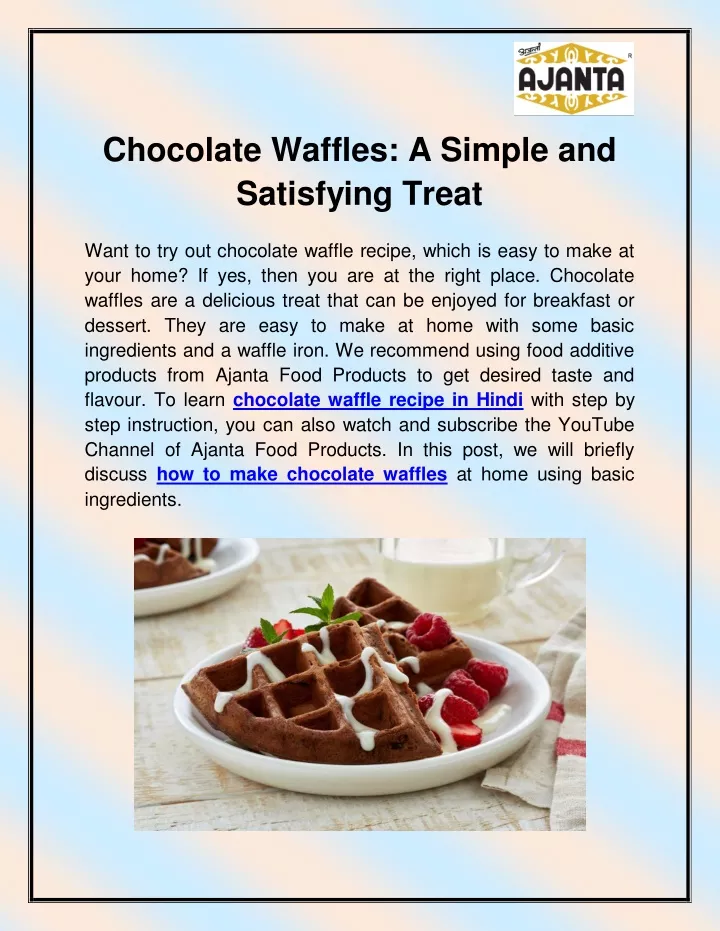 chocolate waffles a simple and satisfying treat