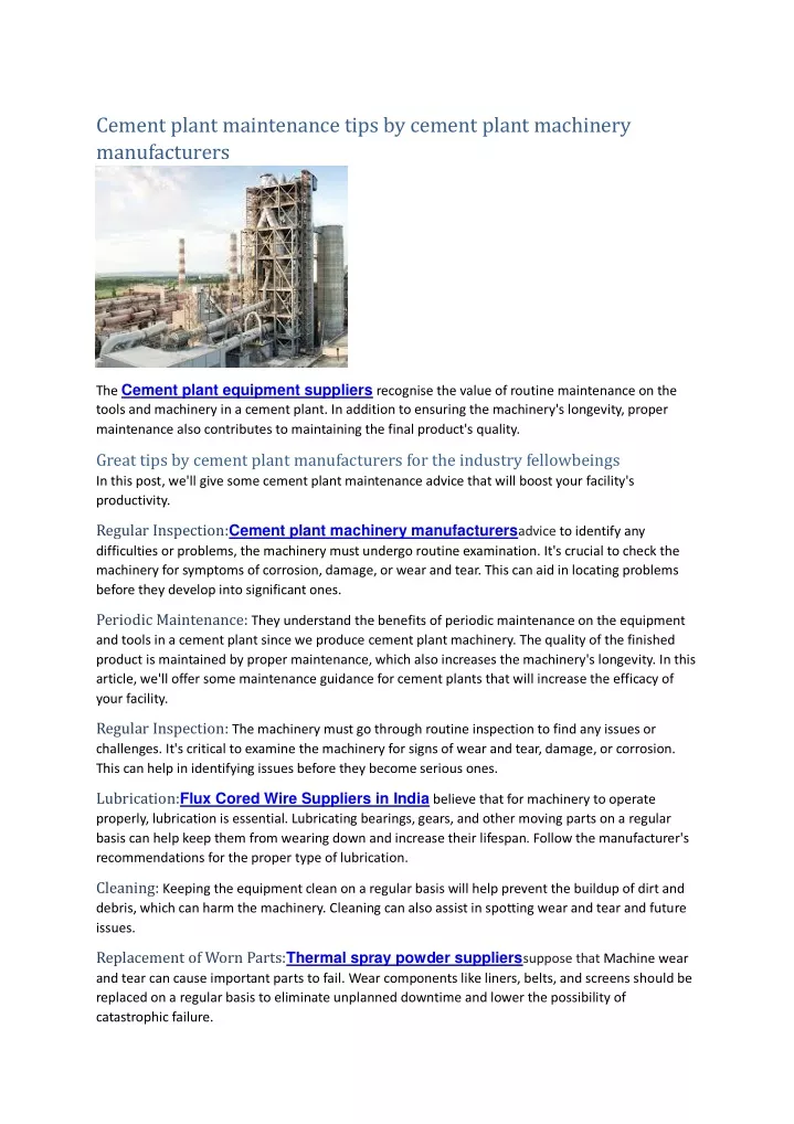 cement plant maintenance tips by cement plant