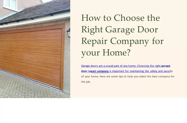how to choose the right garage door repair company for your home