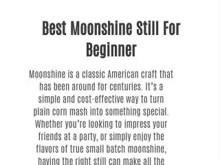 best moonshine still for beginner