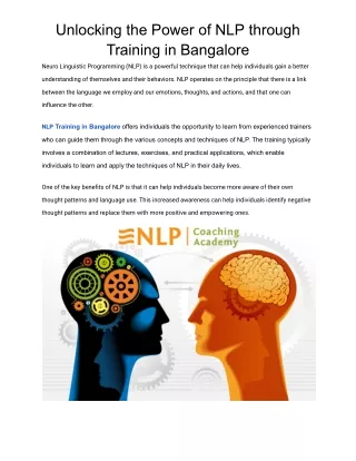 Unlocking the Power of NLP through Training in Bangalore