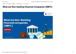 What are Non-banking financial Companies (NBFC) _ CSL Finance