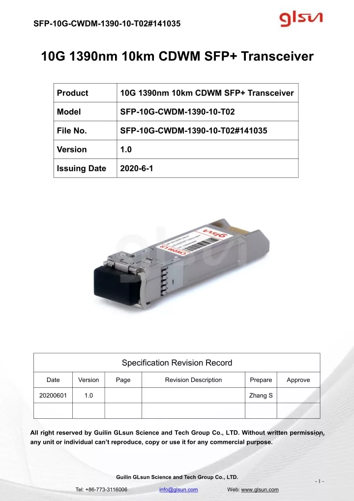 sfp 10g cwdm 1390 10 t02 141035