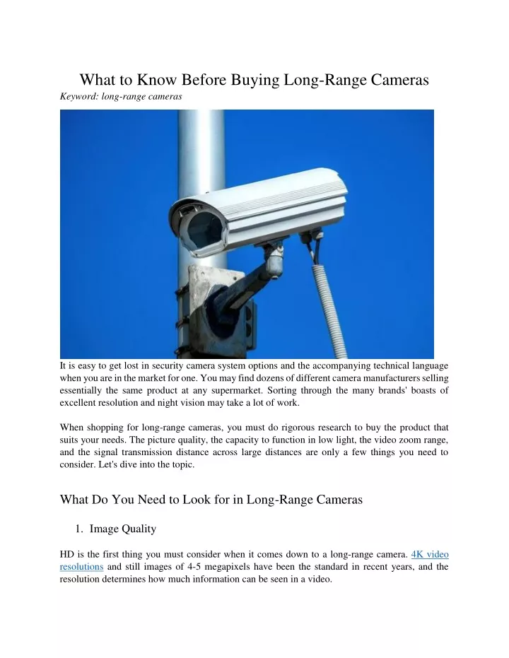 what to know before buying long range cameras