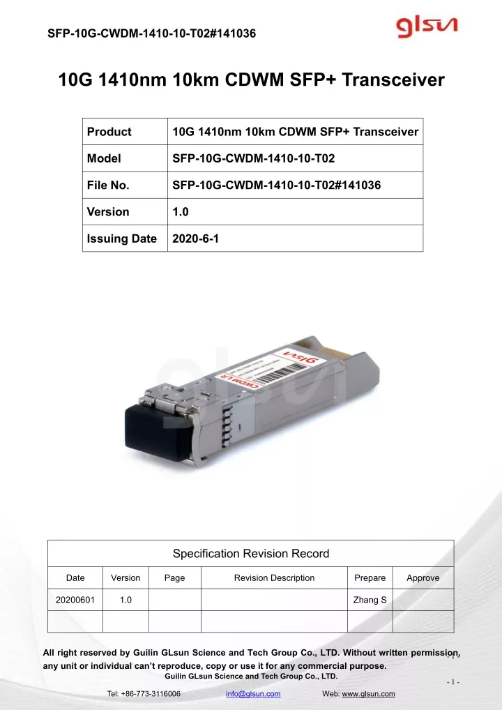 sfp 10g cwdm 1410 10 t02 141036