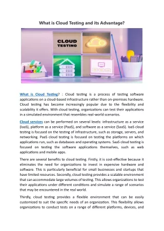 what is cloud testing and its advantage