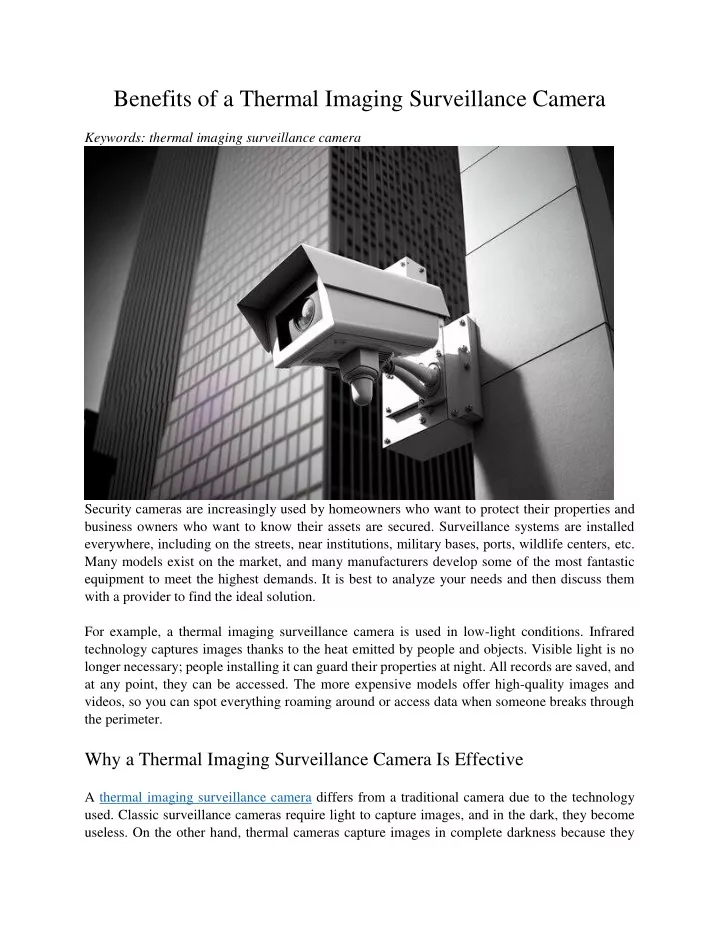 benefits of a thermal imaging surveillance camera