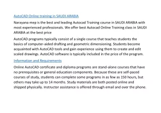 AutoCAD Online training in SAUDI ARABIA