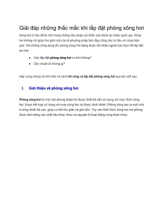 Giải đáp những thắc mắc khi lắp đặt phòng xông hơi